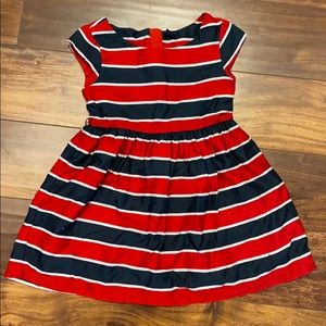 Gap Kids Navy and Res Striped Dress Size XS 4-5